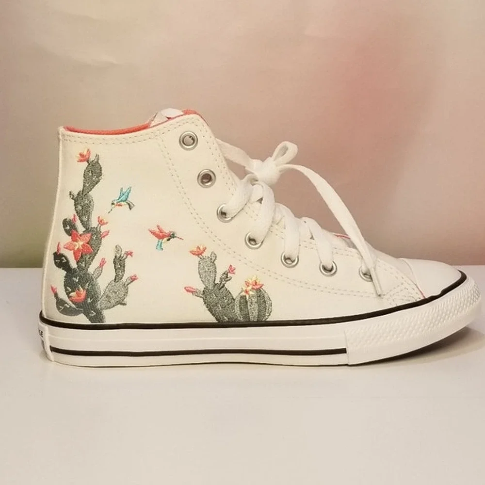 Converse CTAS Canvas Succulent Embroidery Hi Top Sneakers Size 5 NWT